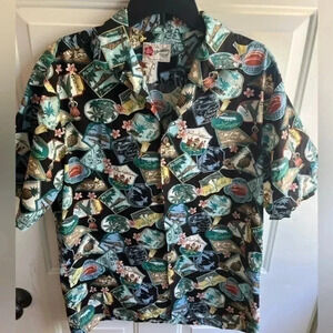 Hawaiian Original Aloha Shirt Tropical Souvenir Print Button Up Short Sleeve M
